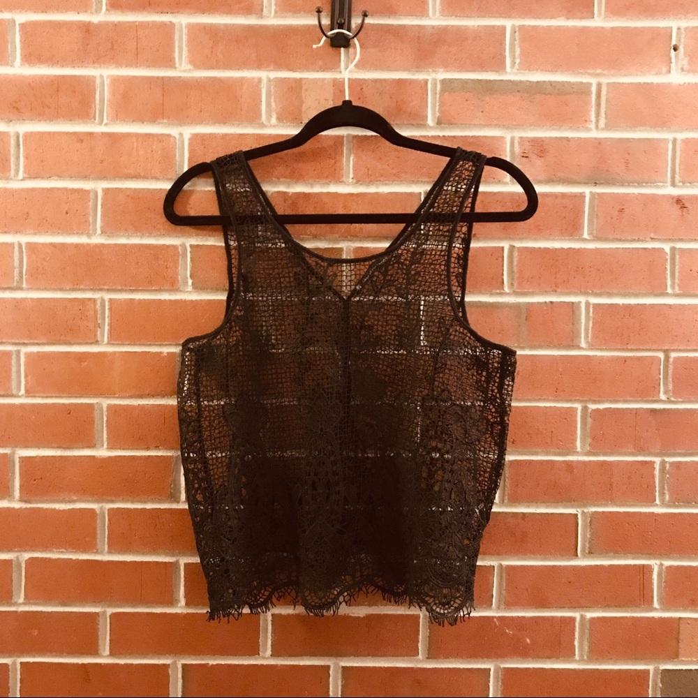 {House of Harlow 1960} Black Lace Top